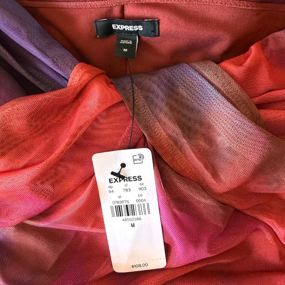 NWT Express Strapless Sweetheart Maxi Mesh Dress | Women’s Medium | Red Purple - Picture 7 of 10